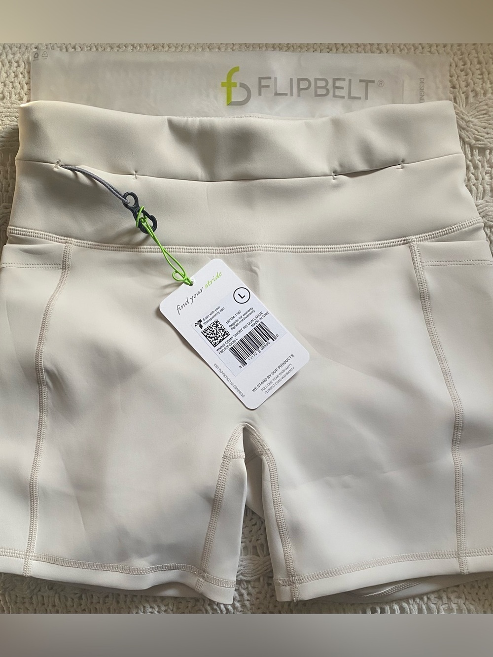 FlipBelt Women's Cream High-Rise Bike Shorts